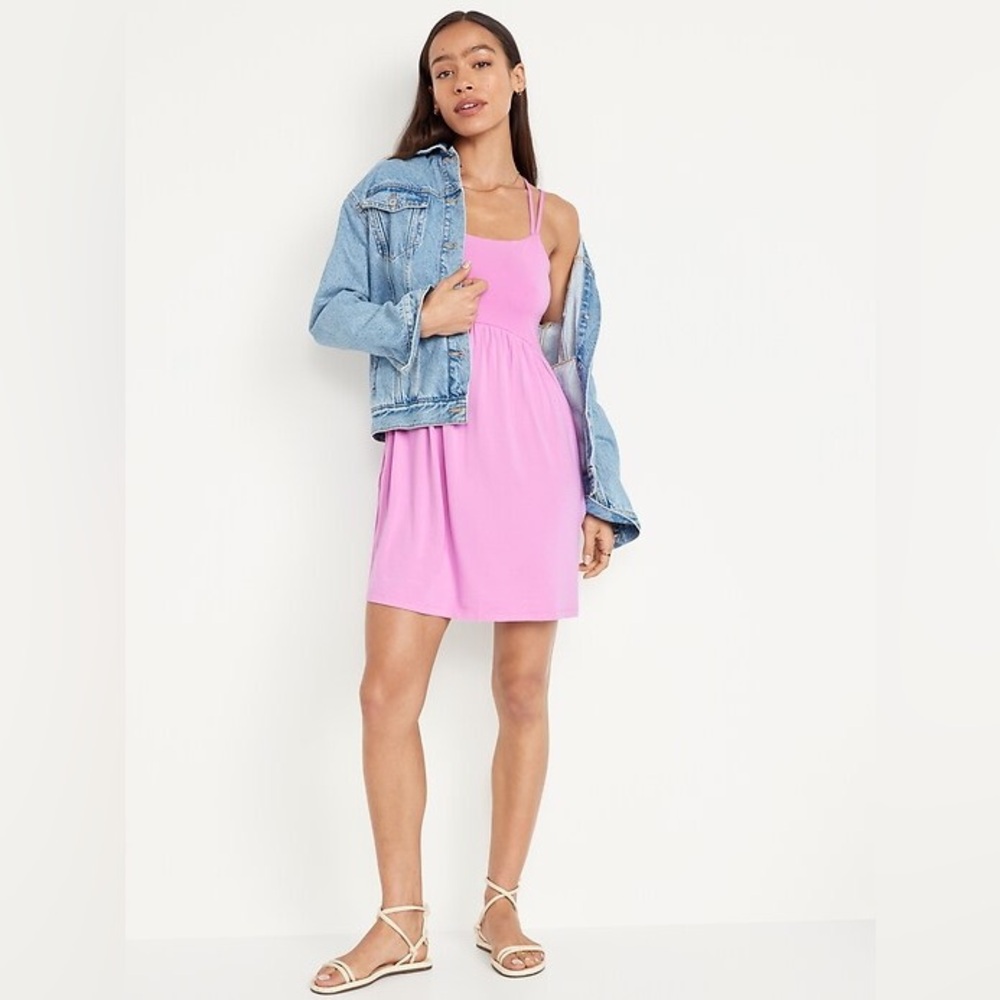 Old Navy Fit & Flare Strappy Mini Dress - Rock Rose - Medium Petite